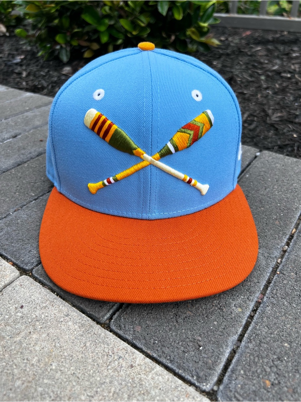 New Era 59FIFTY Light Blue, White & Orange Mens Lake Paddles Fitted Cap  7 3/8